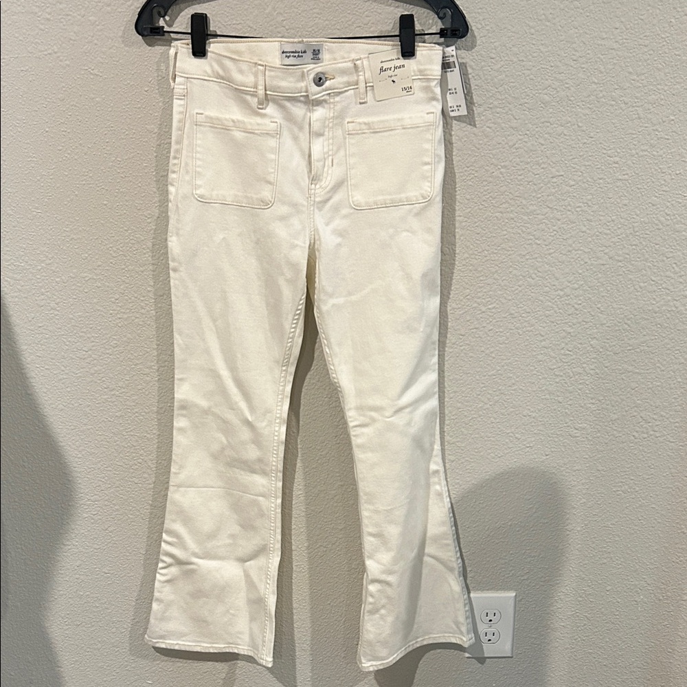 Abercrombie kids high rise White Flare Jeans - new